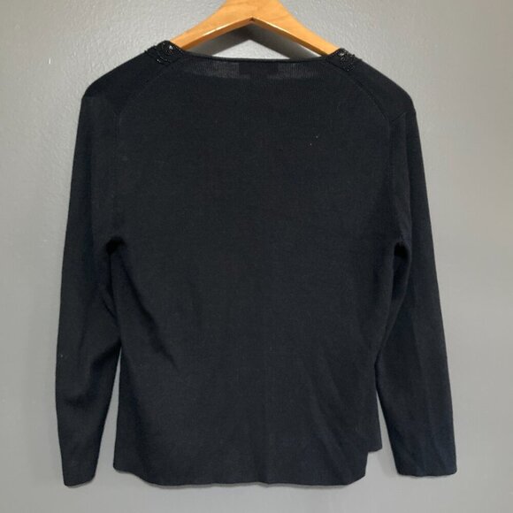 Ann Taylor Women Open Cardigan Size S Black 100% Silk Formal Sequin Detail - Picture 5 of 5